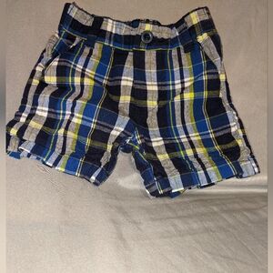 Boys blue and black plaid shorts 6 to 9 months